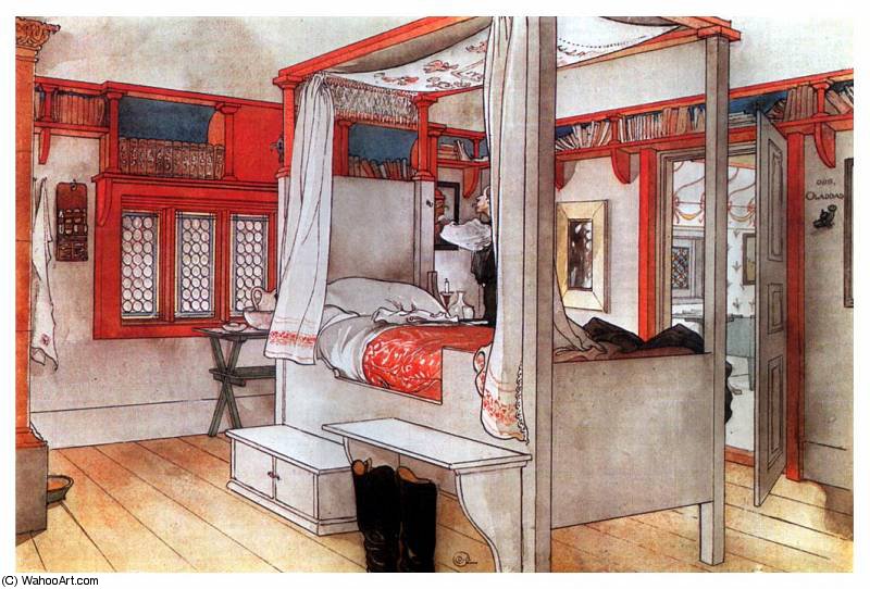 Wikioo.org - The Encyclopedia of Fine Arts - Painting, Artwork by Carl Larsson - papas bedroom