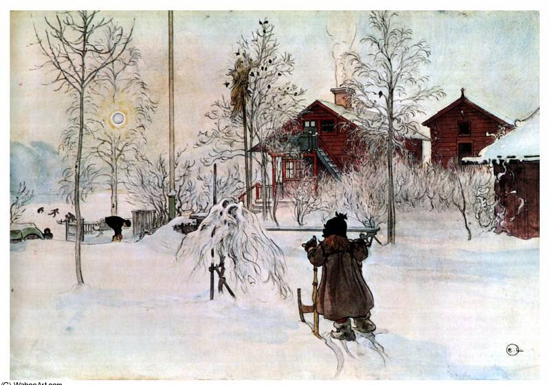 WikiOO.org - Encyclopedia of Fine Arts - Maleri, Artwork Carl Larsson - The Front Yard and the Wash House