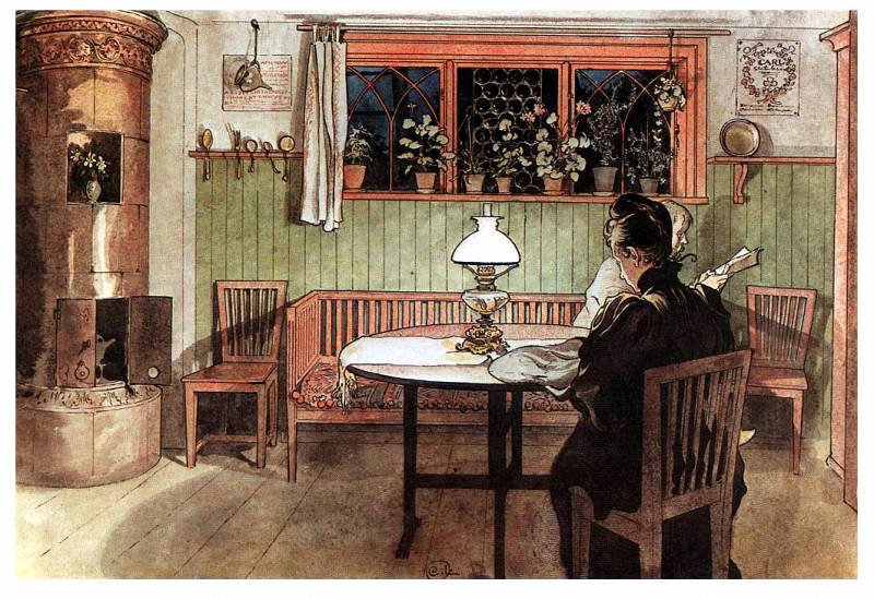 Wikioo.org – L'Encyclopédie des Beaux Arts - Peinture, Oeuvre de Carl Larsson - Quand les enfants sont allés au lit