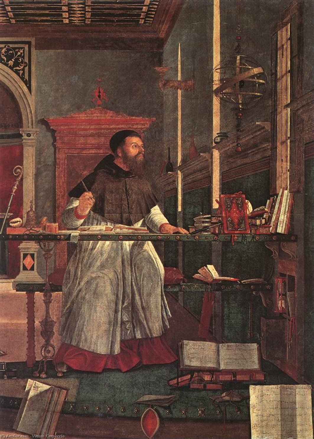 Wikioo.org - The Encyclopedia of Fine Arts - Painting, Artwork by Vittore Carpaccio - Vision of St Augustin (detail - )