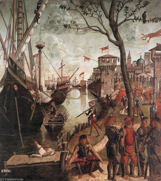 WikiOO.org - Encyclopedia of Fine Arts - Målning, konstverk Vittore Carpaccio - The Arrival of the Pilgrims in Cologne
