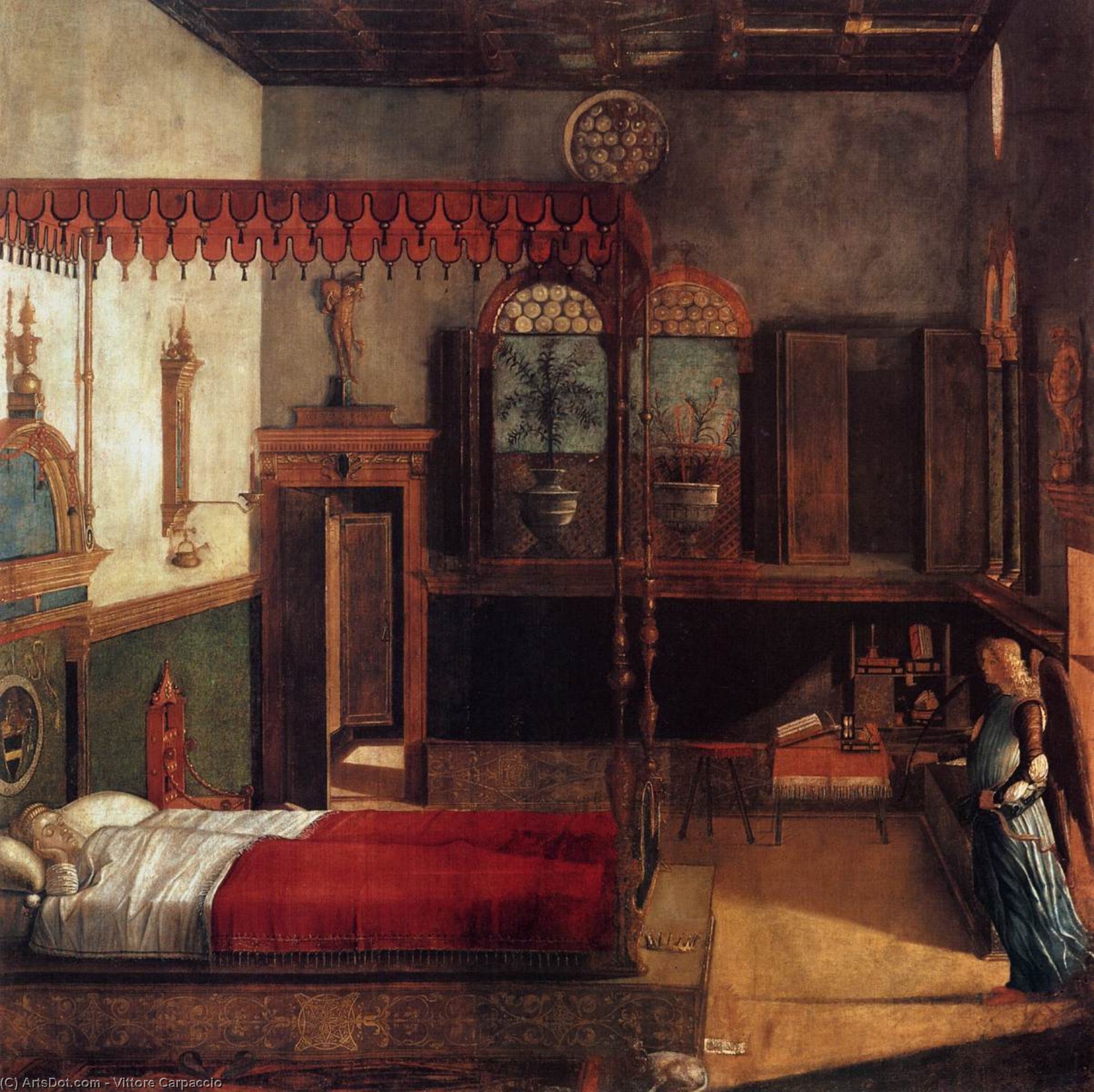 Wikioo.org - The Encyclopedia of Fine Arts - Painting, Artwork by Vittore Carpaccio - The Dream of St Ursula