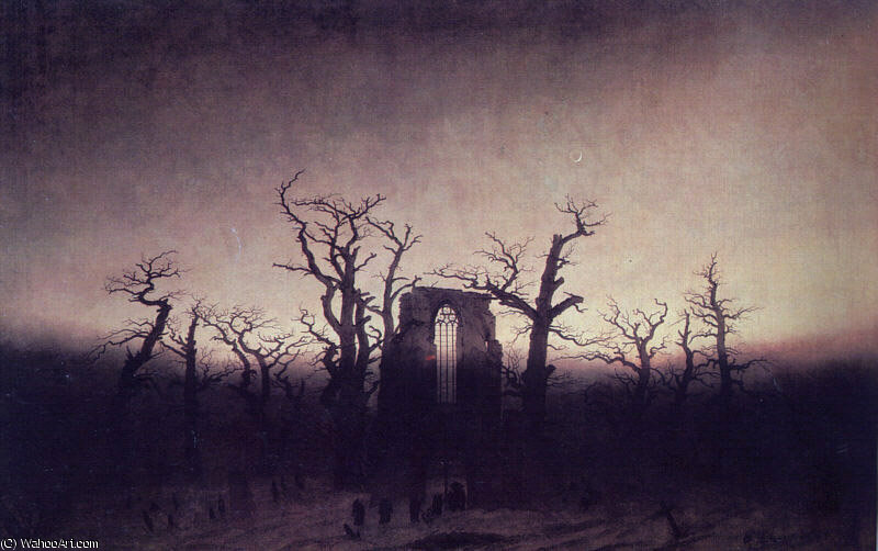 WikiOO.org - 백과 사전 - 회화, 삽화 Caspar David Friedrich - Abbey in an Oak Forest