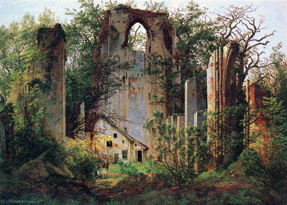 WikiOO.org - Encyclopedia of Fine Arts - Lukisan, Artwork Caspar David Friedrich - Monastery ruin Eldena