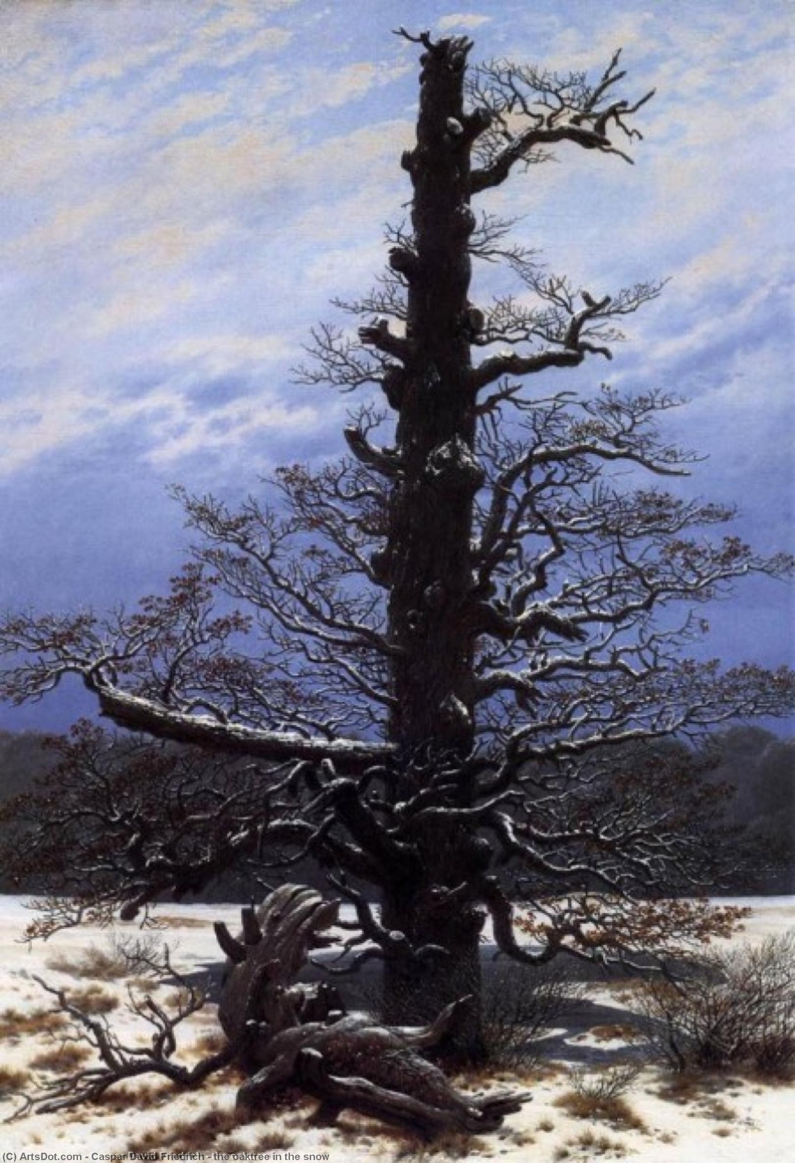 WikiOO.org - Encyclopedia of Fine Arts - Schilderen, Artwork Caspar David Friedrich - the oaktree in the snow