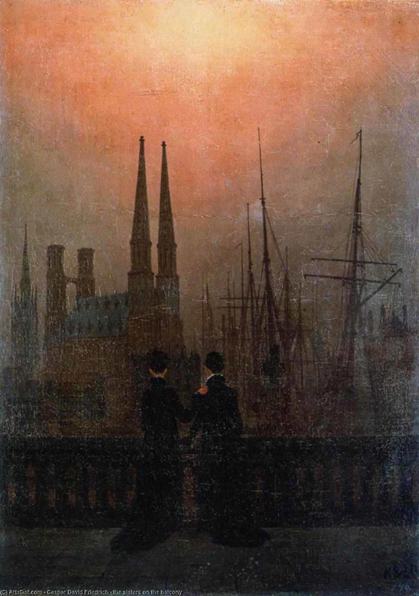 Wikioo.org - The Encyclopedia of Fine Arts - Painting, Artwork by Caspar David Friedrich - the sisters on the balcony