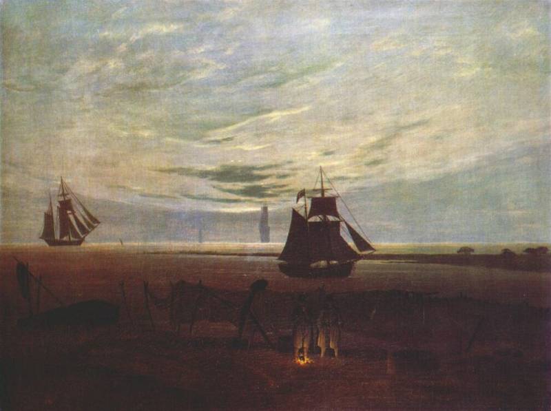 Wikioo.org - The Encyclopedia of Fine Arts - Painting, Artwork by Caspar David Friedrich - evening by the baltic