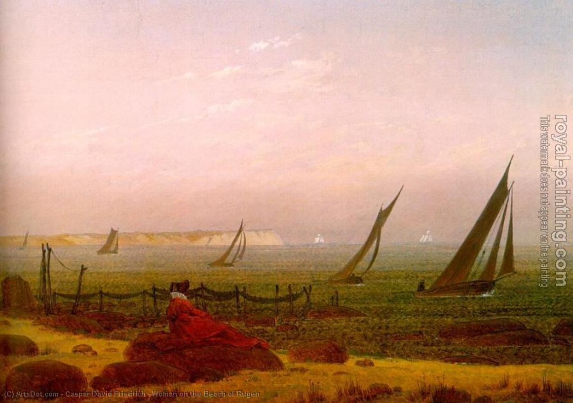 Wikioo.org - The Encyclopedia of Fine Arts - Painting, Artwork by Caspar David Friedrich - Woman on the Beach of Rugen
