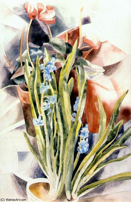 WikiOO.org - Encyclopedia of Fine Arts - Maalaus, taideteos Charles Demuth - flower study no 1 (cyclamen and hyacinth)