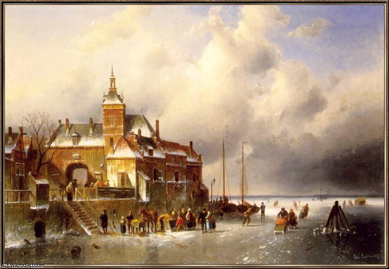 WikiOO.org - Encyclopedia of Fine Arts - Lukisan, Artwork Charles Henri Joseph Leickert - winter landscape