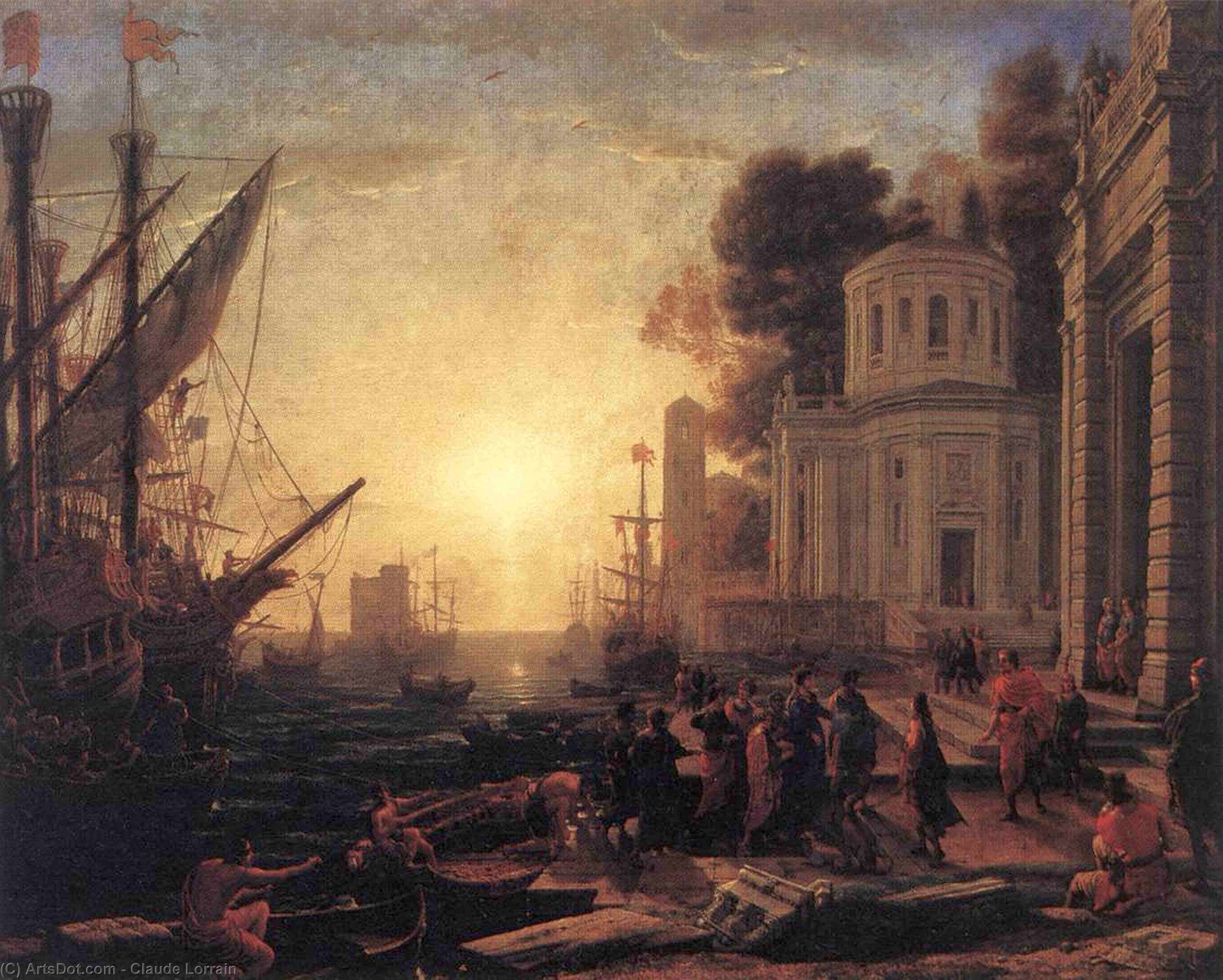 Wikioo.org - The Encyclopedia of Fine Arts - Painting, Artwork by Claude Lorrain (Claude Gellée) - The Disembarkation of Cleopatra at Tarsus