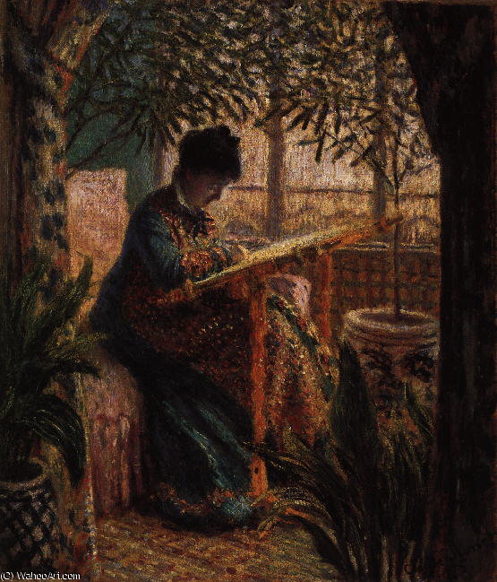 Wikioo.org - สารานุกรมวิจิตรศิลป์ - จิตรกรรม Claude Monet - La femme au metier
