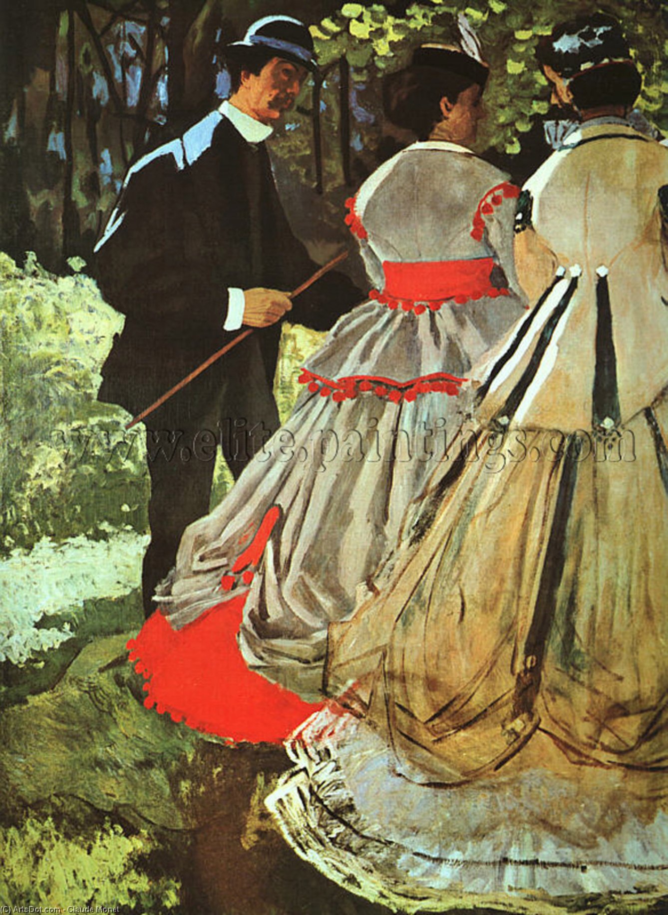 Wikioo.org – L'Encyclopédie des Beaux Arts - Peinture, Oeuvre de Claude Monet - lherbe le déjeuner la  pique nique  -   détail
