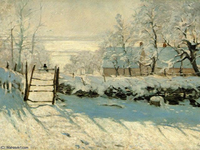 Wikioo.org – L'Encyclopédie des Beaux Arts - Peinture, Oeuvre de Claude Monet - pie neiges  effet  périphéries  de  à Honfleur
