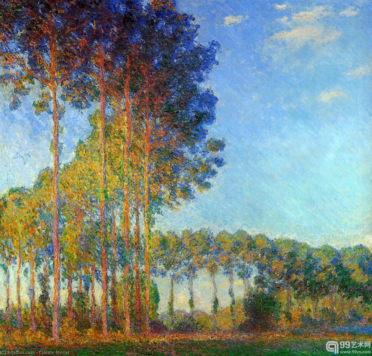 Wikioo.org - The Encyclopedia of Fine Arts - Painting, Artwork by Claude Monet - Peupliers au bord de l_Epte Sun