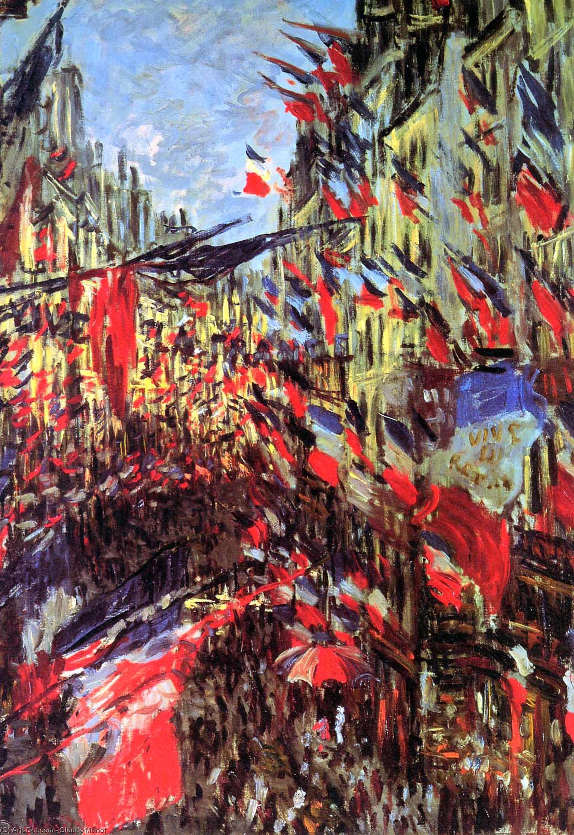 Wikioo.org - The Encyclopedia of Fine Arts - Painting, Artwork by Claude Monet - Rue Saint-Denis feast Sun