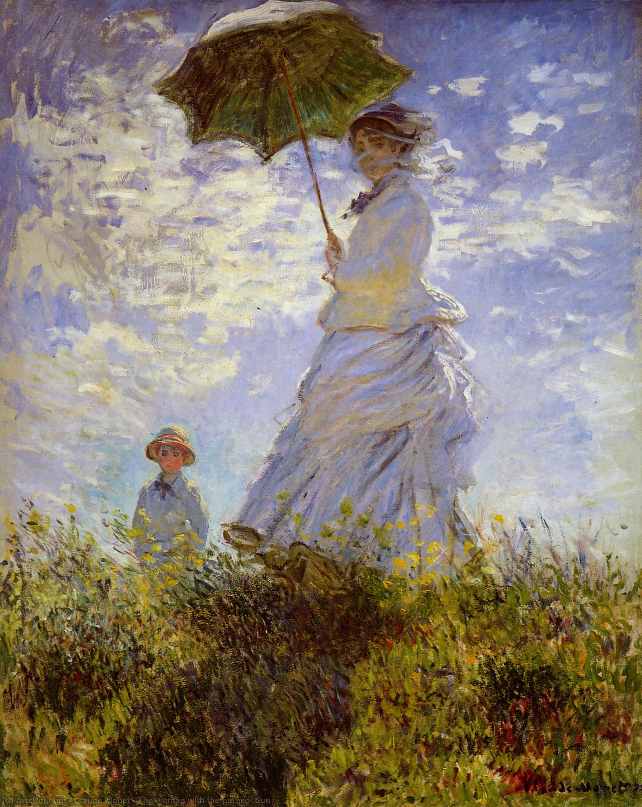 Wikioo.org – L'Encyclopédie des Beaux Arts - Peinture, Oeuvre de Claude Monet - La femme avec l parasol Soleil