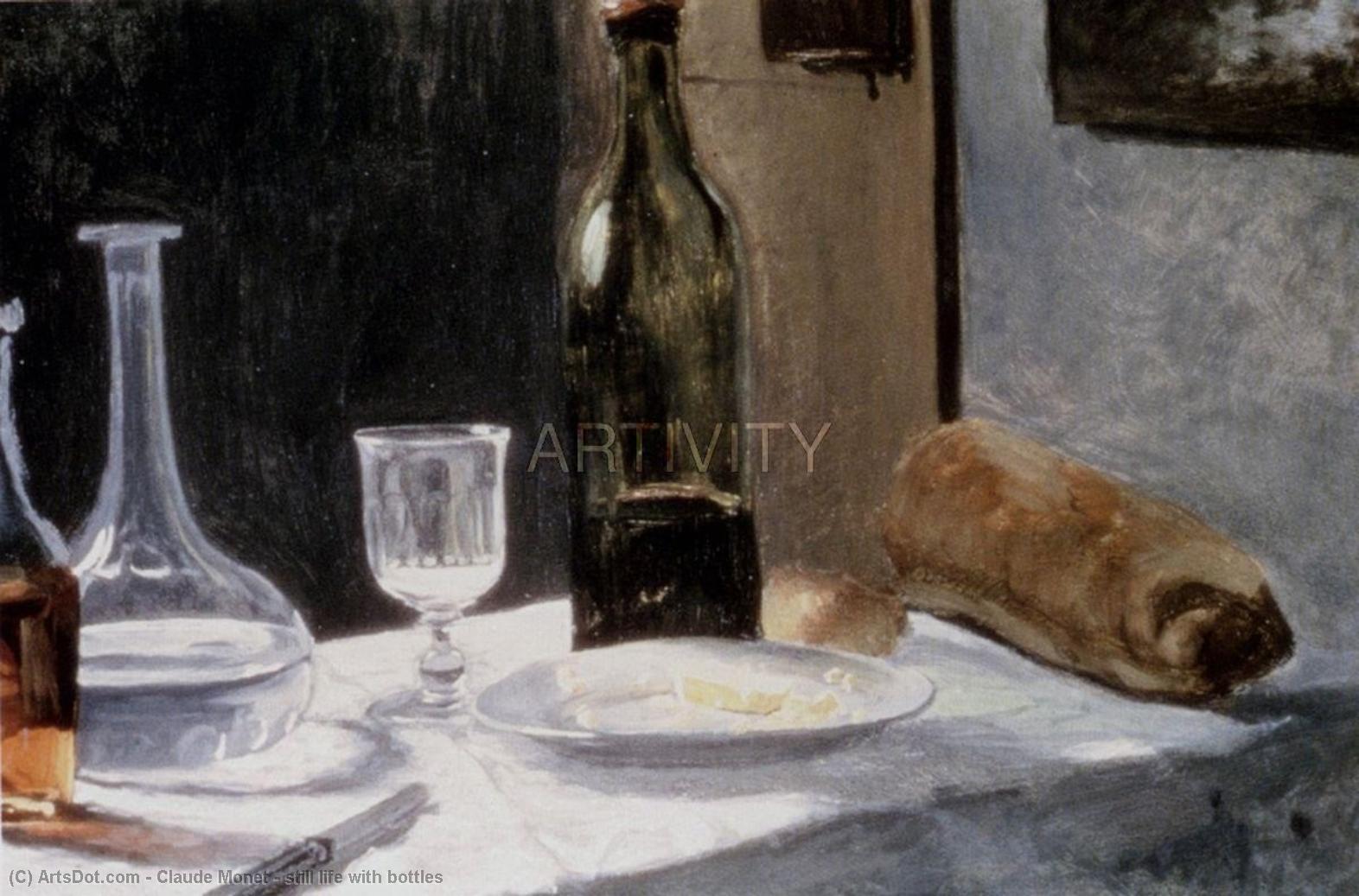 Wikioo.org – L'Enciclopedia delle Belle Arti - Pittura, Opere di Claude Monet - Natura morta con bottiglie