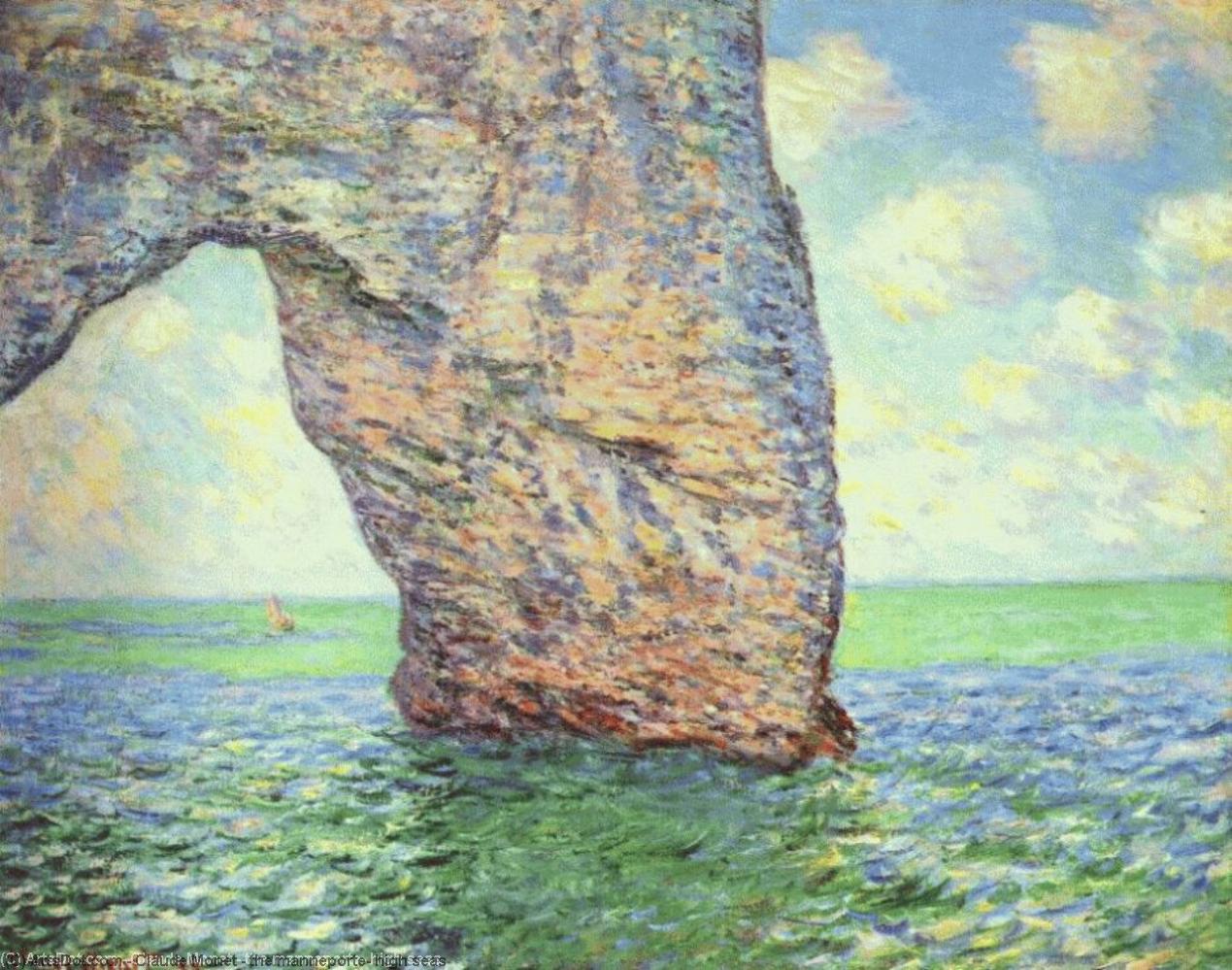 Wikioo.org - The Encyclopedia of Fine Arts - Painting, Artwork by Claude Monet - the manneporte, high seas