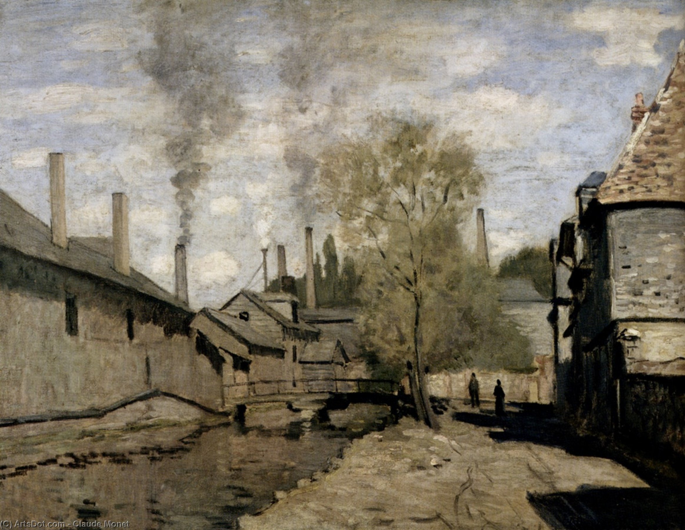 Wikioo.org - Die Enzyklopädie bildender Kunst - Malerei, Kunstwerk von Claude Monet - der strom robec rouen bekannt