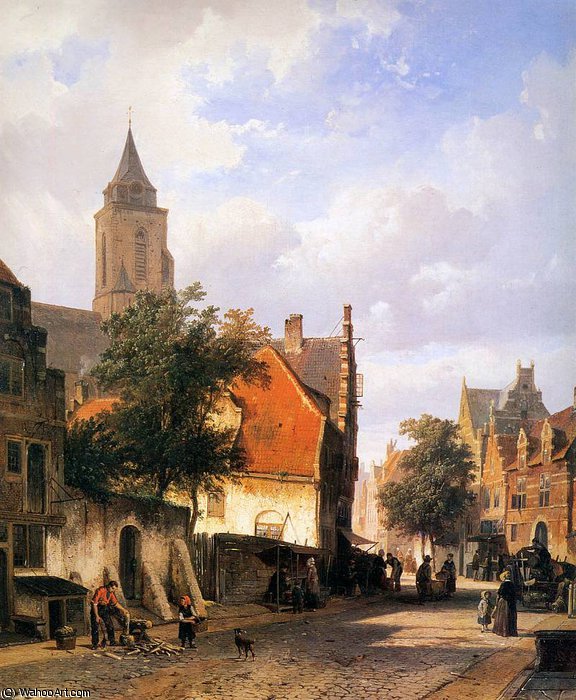 Wikioo.org - The Encyclopedia of Fine Arts - Painting, Artwork by Cornelius Springer - Church in Zaltbommel