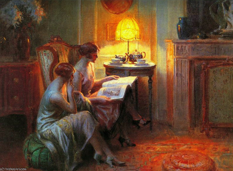 Wikioo.org - The Encyclopedia of Fine Arts - Painting, Artwork by Delphin Enjolras - after tea