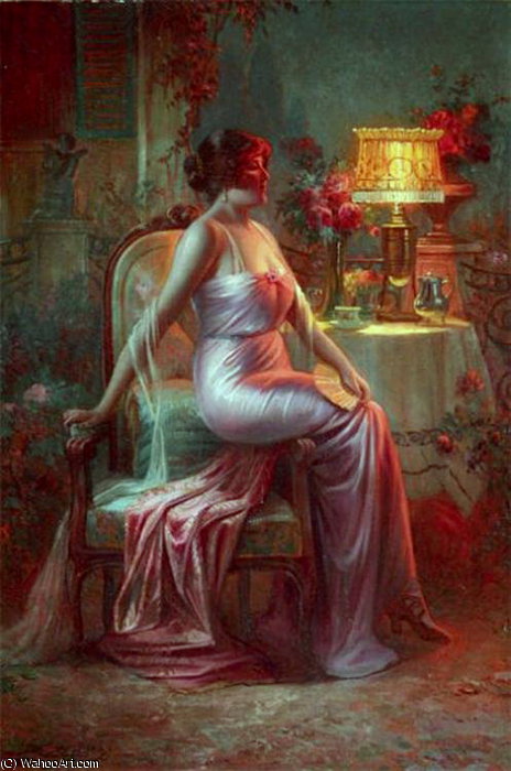 Wikioo.org - The Encyclopedia of Fine Arts - Painting, Artwork by Delphin Enjolras - elegante a la robe rose