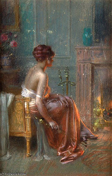 Wikioo.org - The Encyclopedia of Fine Arts - Painting, Artwork by Delphin Enjolras - elegante pres du feu