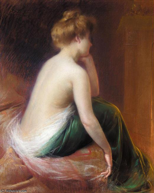 WikiOO.org - Encyclopedia of Fine Arts - Maalaus, taideteos Delphin Enjolras - femme assise au lit