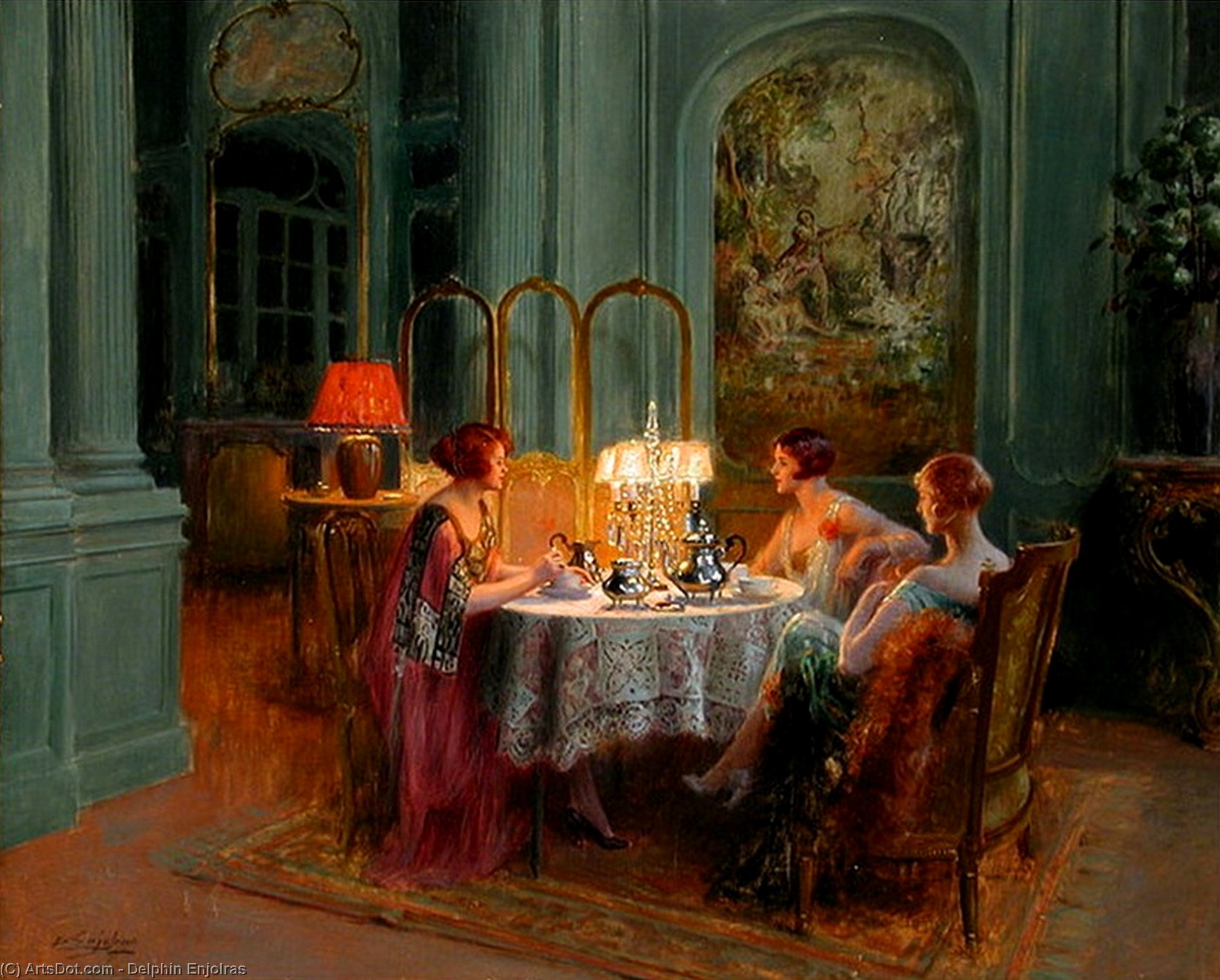 WikiOO.org - אנציקלופדיה לאמנויות יפות - ציור, יצירות אמנות Delphin Enjolras - high tea and gossip