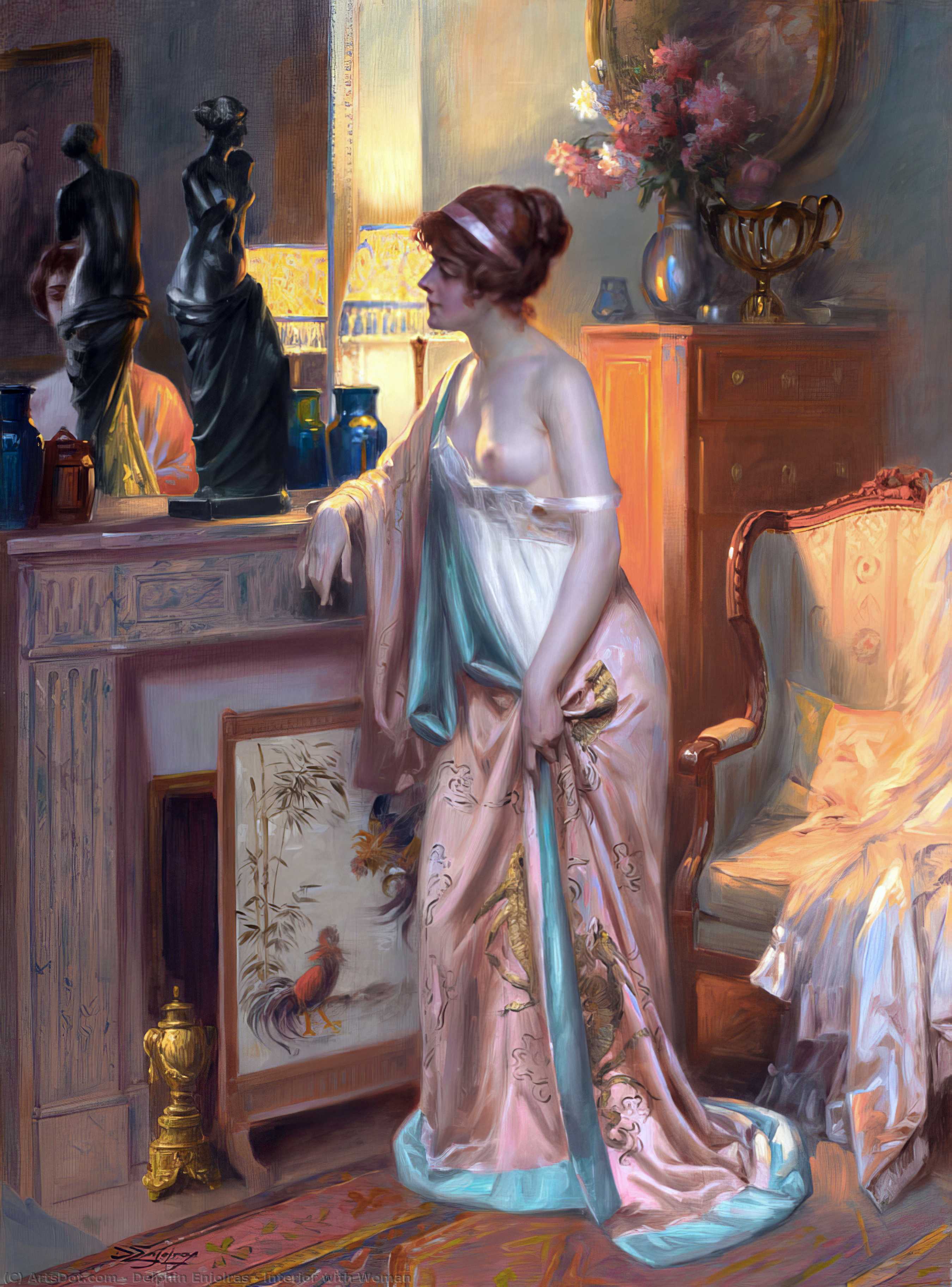 Wikioo.org - The Encyclopedia of Fine Arts - Painting, Artwork by Delphin Enjolras - interior med kvinne
