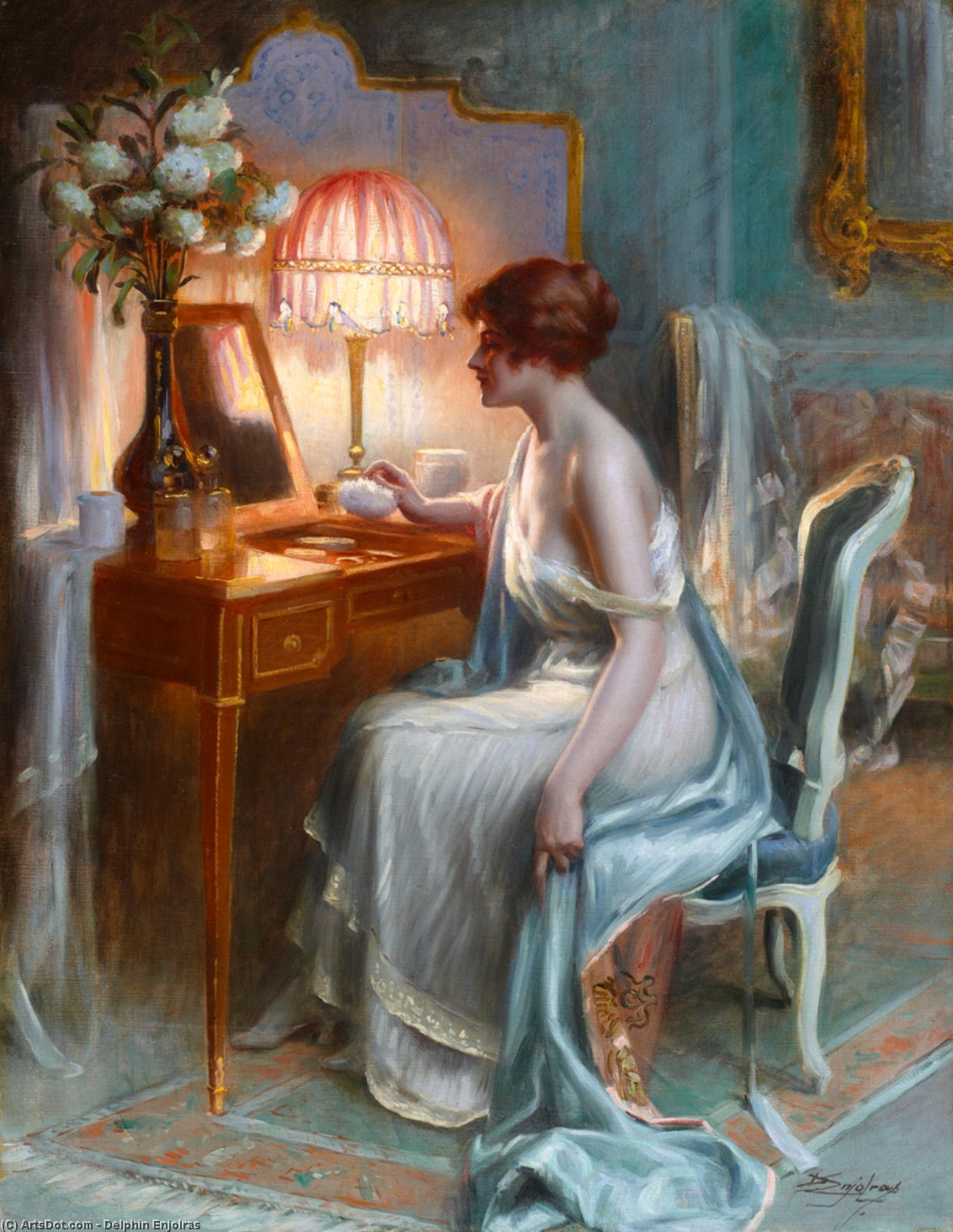 Wikioo.org - The Encyclopedia of Fine Arts - Painting, Artwork by Delphin Enjolras - jeune femme a sa coiffeuse