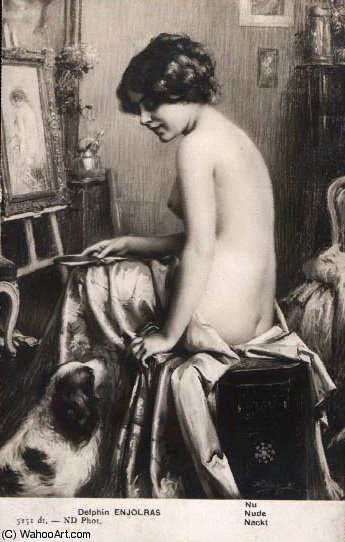 Wikioo.org - The Encyclopedia of Fine Arts - Painting, Artwork by Delphin Enjolras - Mirror and Spaniel