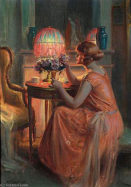 WikiOO.org - Enciklopedija likovnih umjetnosti - Slikarstvo, umjetnička djela Delphin Enjolras - roses by candlelight