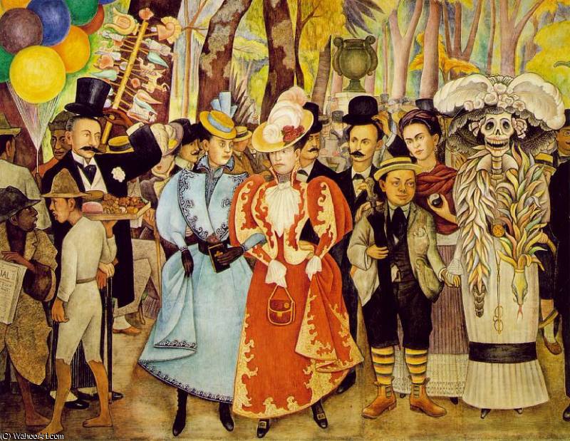 Wikioo.org - The Encyclopedia of Fine Arts - Painting, Artwork by Diego Rivera - A Dream of a Sunday Afternoon in Alameda Park (detail) -