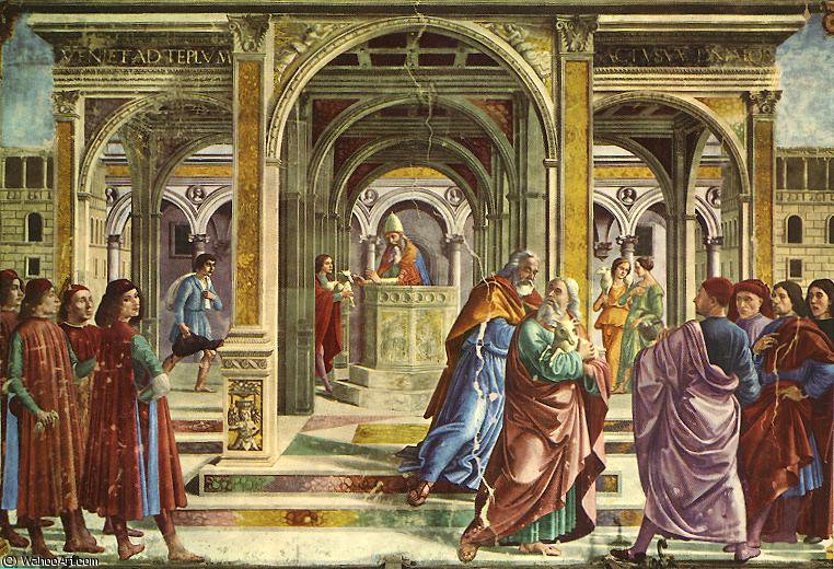 Wikioo.org - The Encyclopedia of Fine Arts - Painting, Artwork by Domenico Ghirlandaio - expulsion of joachim from the temple