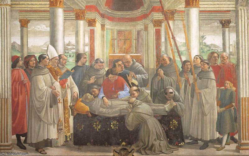 Wikioo.org – La Enciclopedia de las Bellas Artes - Pintura, Obras de arte de Domenico Ghirlandaio - exequias de st francis