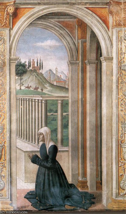 Wikioo.org - The Encyclopedia of Fine Arts - Painting, Artwork by Domenico Ghirlandaio - portrait of the donor francesca pitti tornabuoni