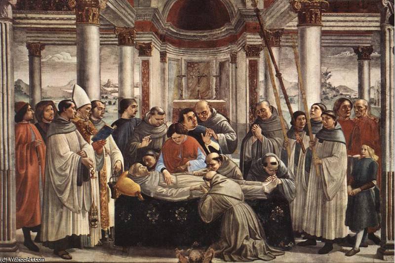 Wikioo.org - The Encyclopedia of Fine Arts - Painting, Artwork by Domenico Ghirlandaio - the death of st francis