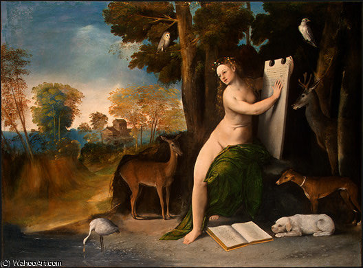 Wikioo.org – L'Encyclopédie des Beaux Arts - Peinture, Oeuvre de Dosso Dossi (Giovanni Di Niccolò De Luteri) - Circé et  elle  amoureux  dans  une  Paysage  -