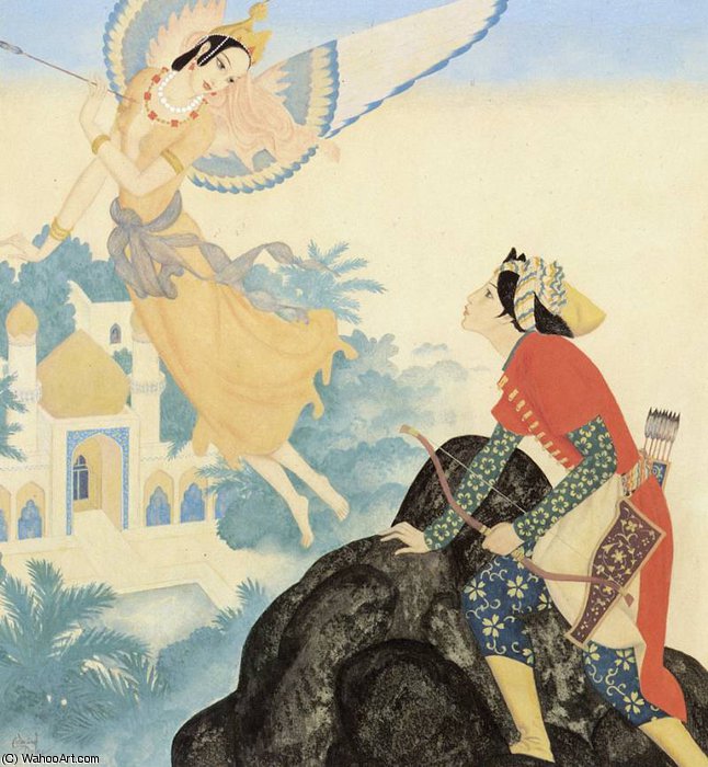 Wikioo.org - The Encyclopedia of Fine Arts - Painting, Artwork by Edmund Dulac - peri banu and prince achmed