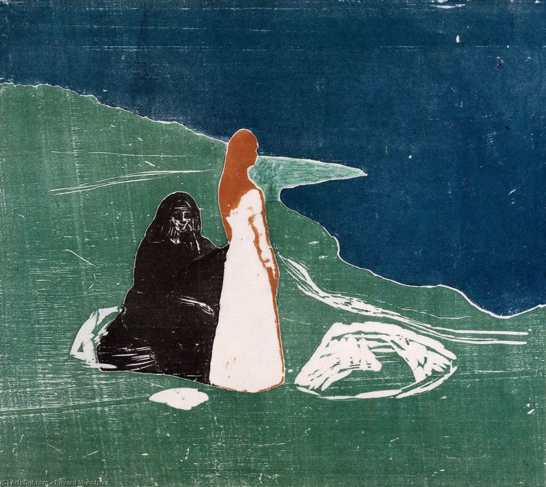 WikiOO.org - 百科事典 - 絵画、アートワーク Edvard Munch - 女性で ザー  ビーチ  日