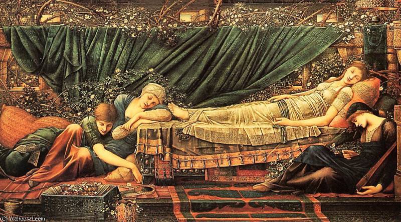WikiOO.org - אנציקלופדיה לאמנויות יפות - ציור, יצירות אמנות Edward Coley Burne-Jones - briar rose, rose bower