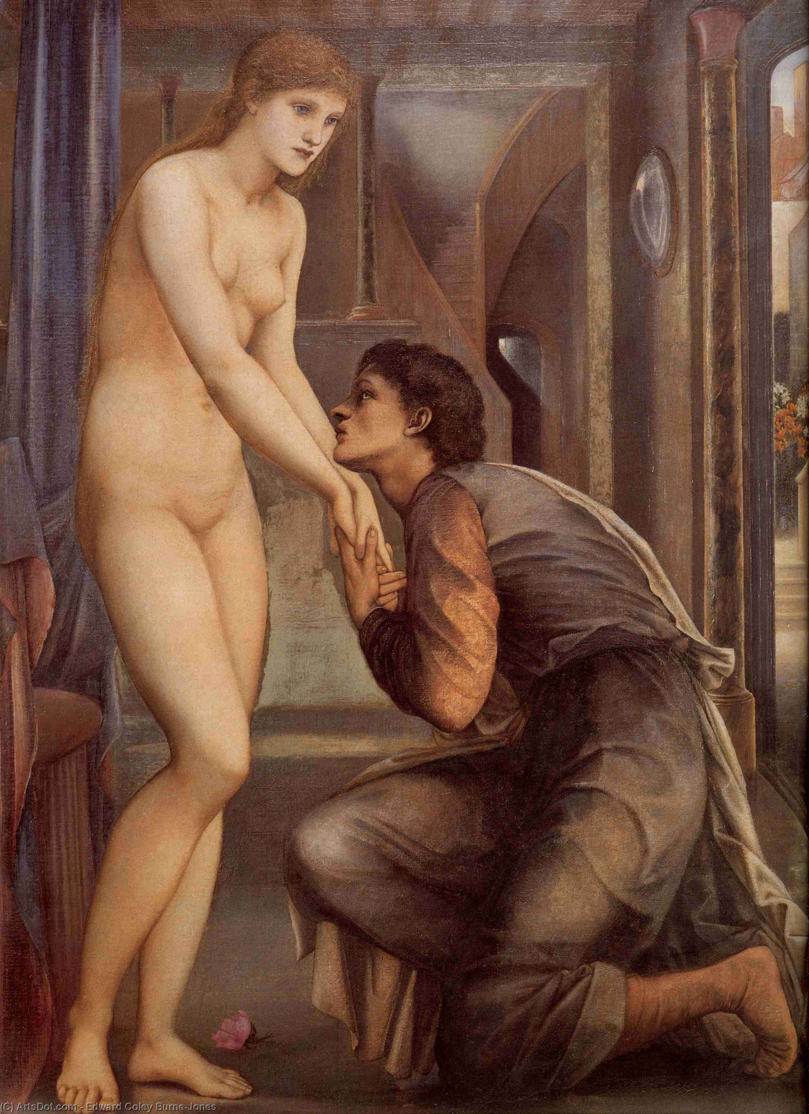WikiOO.org - Encyclopedia of Fine Arts - Maleri, Artwork Edward Coley Burne-Jones - Burne Jones Pygmalion and the Image IV The Soul Attains (detail)