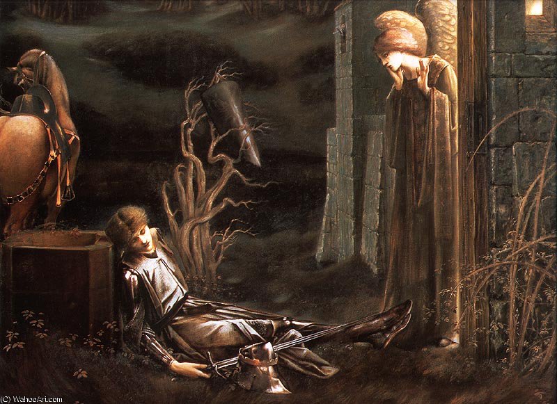 WikiOO.org - Encyclopedia of Fine Arts - Maalaus, taideteos Edward Coley Burne-Jones - lancelot chapel of the holy grail
