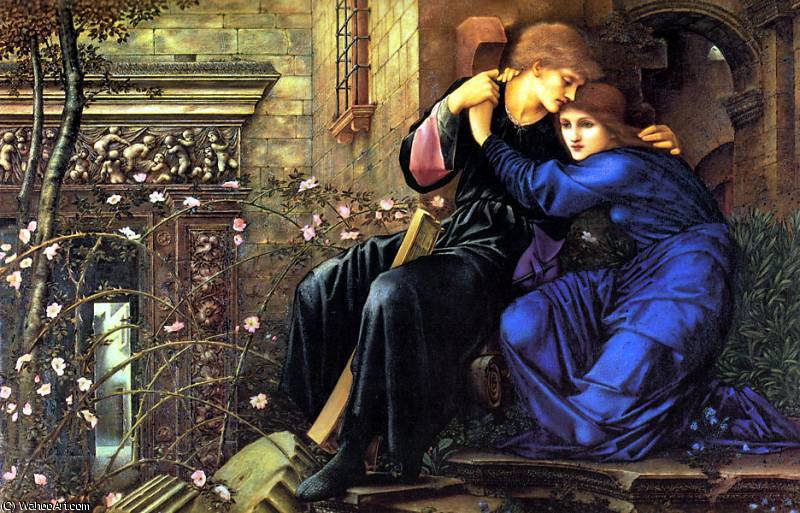 Wikioo.org – La Enciclopedia de las Bellas Artes - Pintura, Obras de arte de Edward Coley Burne-Jones - amor entre los ruinas