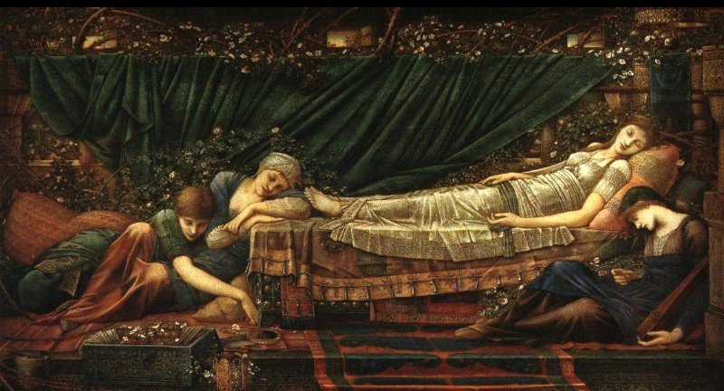 WikiOO.org - Enciklopedija dailės - Tapyba, meno kuriniai Edward Coley Burne-Jones - Sleeping beauty