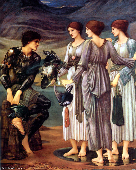 Wikoo.org - موسوعة الفنون الجميلة - اللوحة، العمل الفني Edward Coley Burne-Jones - the arming of perseus