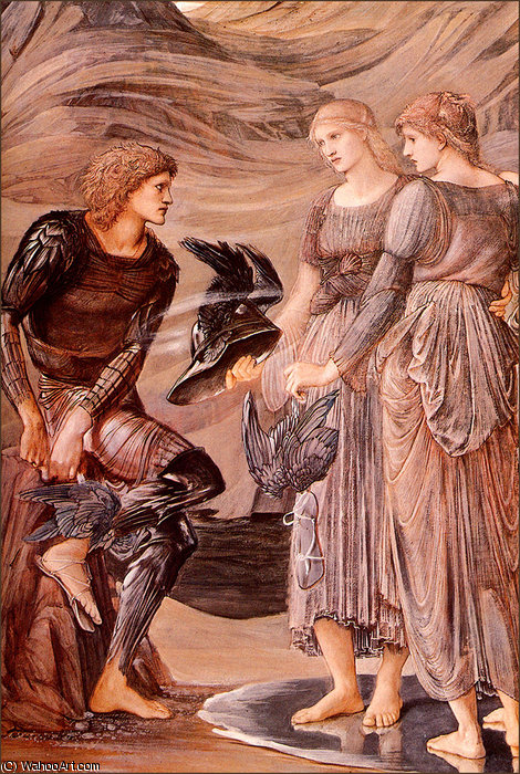 WikiOO.org - Encyclopedia of Fine Arts - Festés, Grafika Edward Coley Burne-Jones - The Arming Of Perseus (Detail)