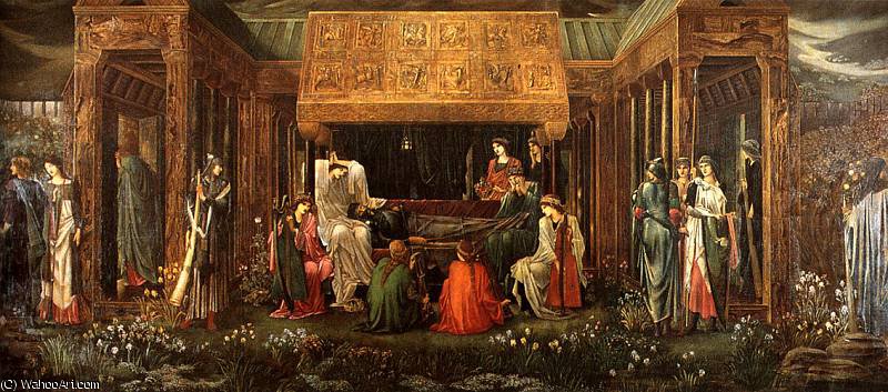 Wikioo.org – L'Enciclopedia delle Belle Arti - Pittura, Opere di Edward Coley Burne-Jones - l ultimo sonno di arthur a Avalon